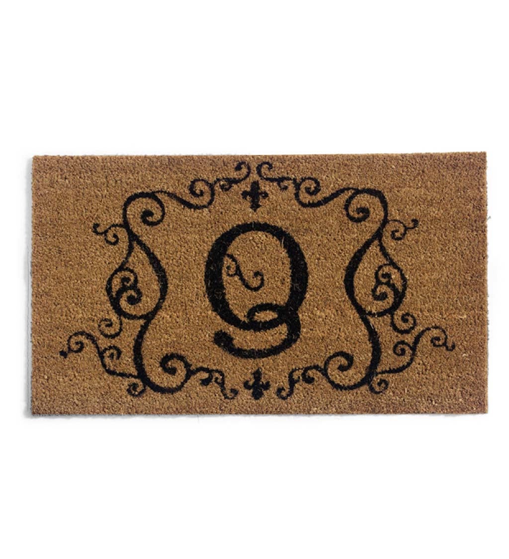 Monogram 'Q' Decorative Coir Mat , 16" x 28"
