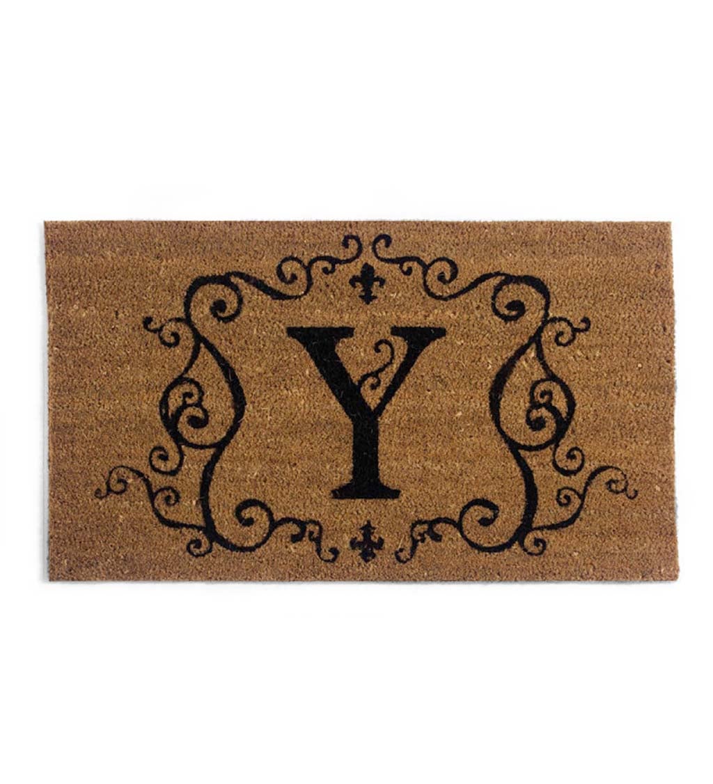 Monogram 'Y' Decorative Coir Mat , 16" x 28"