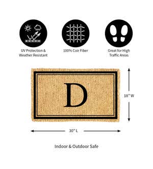 Monogram "D", Woven Coir Mat, 30 X 18"