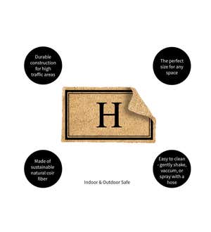 Monogram "H", Woven Coir Mat, 30 X 18"