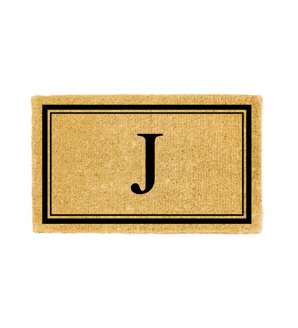 Monogram "J", Woven Coir Mat, 30 X 18"
