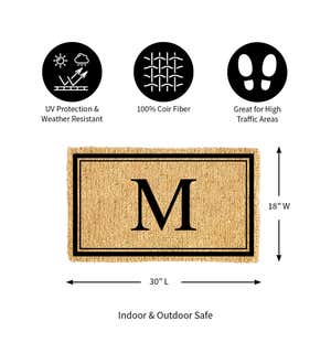 Monogram "M", Woven Coir Mat, 30 X 18"