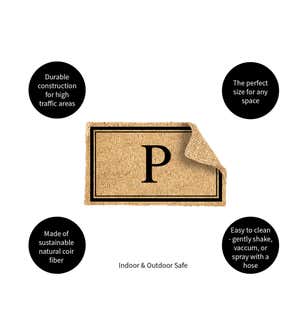 Monogram "P", Woven Coir Mat, 30 X 18"
