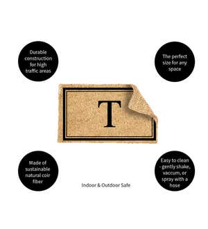 Monogram "T", Woven Coir Mat, 30 X 18"