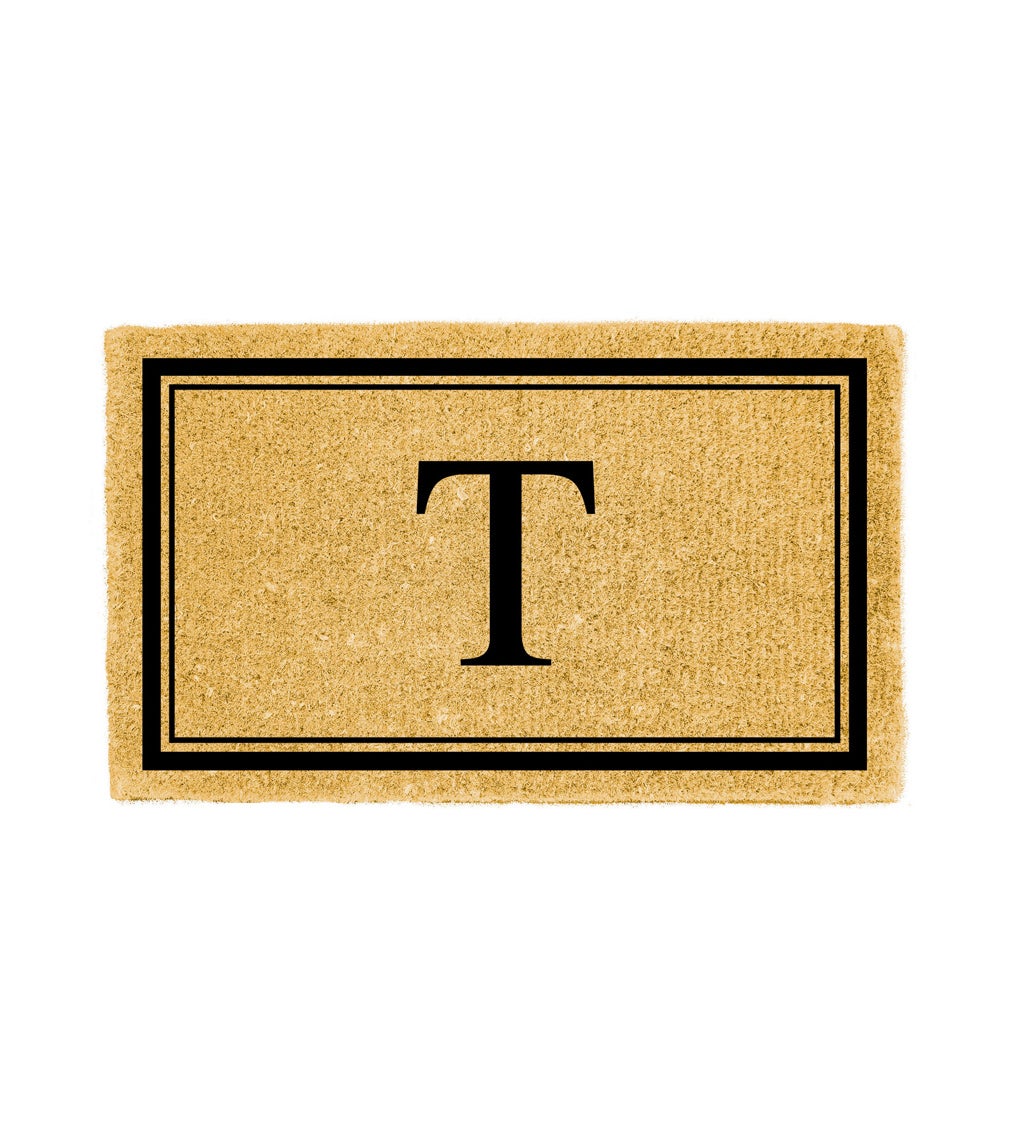 Monogram "T", Woven Coir Mat, 30 X 18"