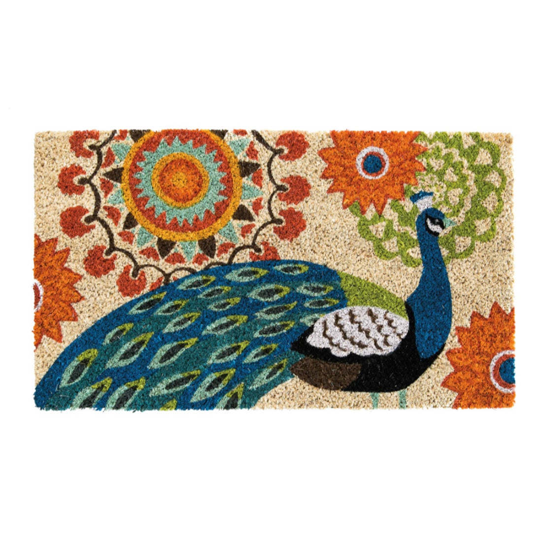 Proud Peacocks Welcome Coir Doormat