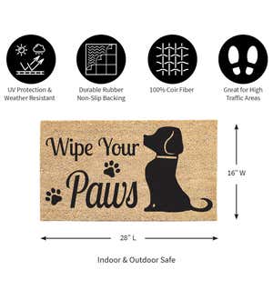 Wipe Your Paws Dog Welcome Coir Doormat
