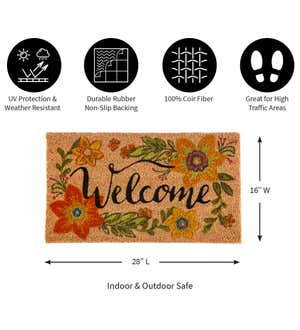 Colorful Floral Coir Welcome Mat