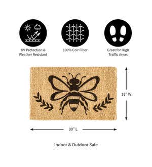 Honeycomb Bee, Woven Coir Mat, 30 x 18"