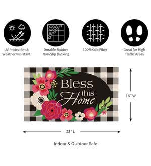 Plaid Bless This Home Decorative Coir Mat , 16" x 28"