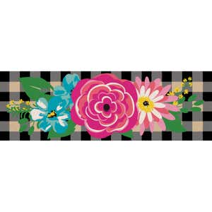 Floral Plaid Kensington Coir Switch Mat, 28.25" x 9.25"