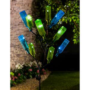 Solar Lighted Metal Bottle Tree Garden Stake