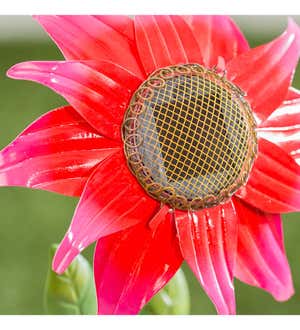 36.5"H Secret Solar Garden Stake, Red&Yellow Floral