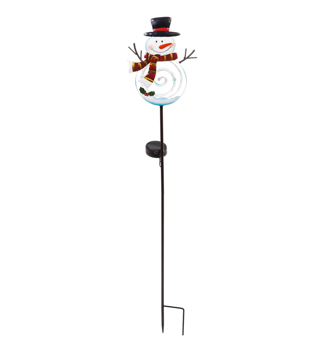 Snowman 34"H Chasing Light Solar Metal and Acrylic Garden Stake