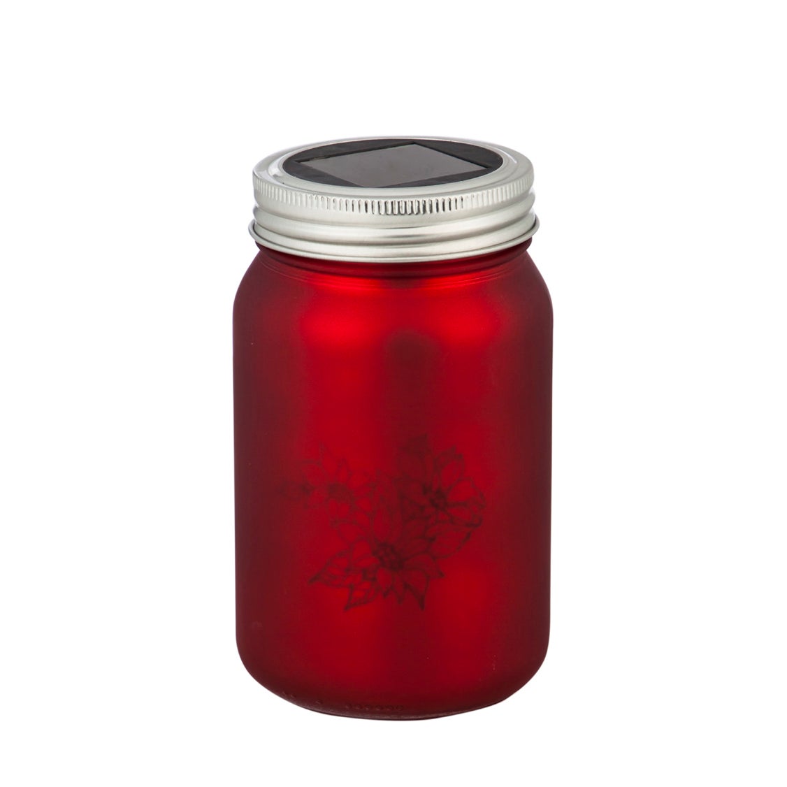 5.5"H Solar Christmas Mason Jars, Red