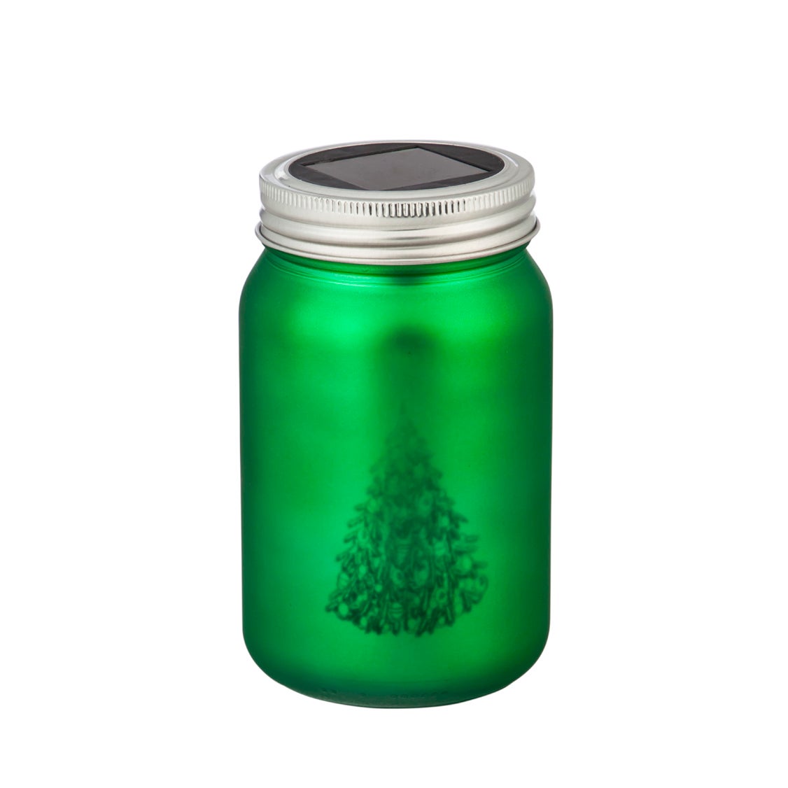 5.5"H Solar Christmas Mason Jars, Green