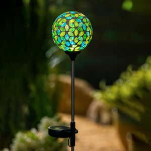 Green&Blue Mosaic Globes Solar Garden Stake