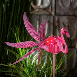 36" Solar Flamingo Staked Wind Spinner