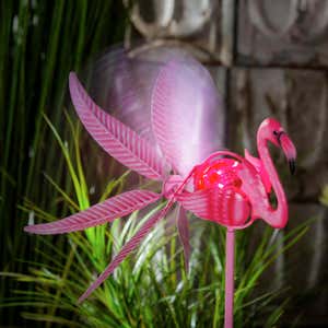 36" Solar Flamingo Staked Wind Spinner