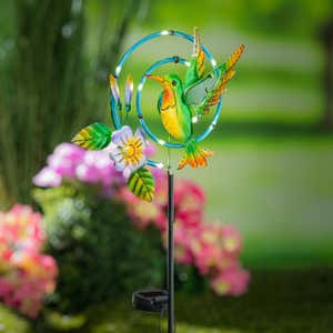 36.25"H Chasing Light Solar Garden Stake, Hummingbird