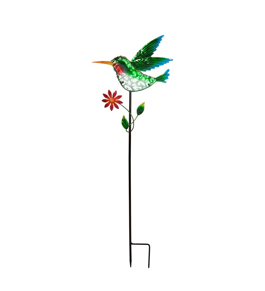 36"H Secret Solar Garden Stake, Hummingbird