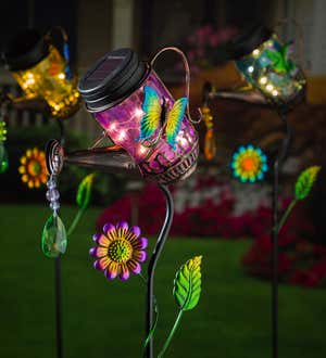 38.5"H Solar Jar Watering Can, Butterfly