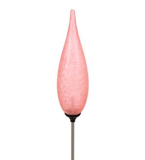 Fire Flame Solar Glass Torch, Pink Feather Finish