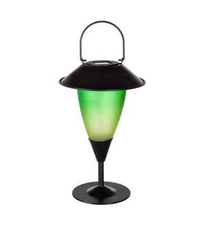 3-in-1 Glass Solar Fire Flame Torch, Green and Yellow Ombre