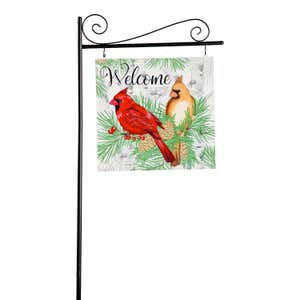 Solar Sign-sational Greeter with Stake, Winter Cardinal Couple
