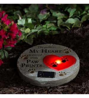 Paved with Paw Prints Solar Garden Stone