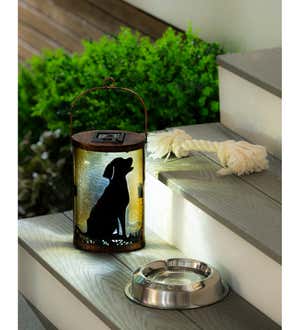 Handpainted Solar Glass Lantern, Dog