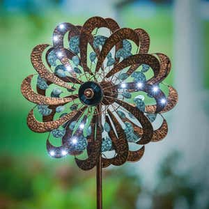 Solar Wind Spinner, Copper and Blue Patina Swirl