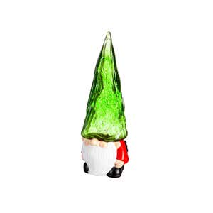 Green Glass Garden Gnome Statue