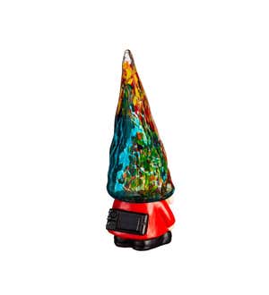 Solar Glass Gnome Garden Statue, Blue and Red