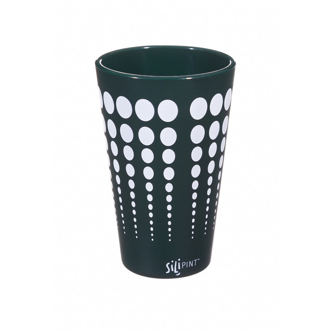 Cypress Home Dark Green with White Dots Unbreakable Silicone Pint Glass, 16 ounces