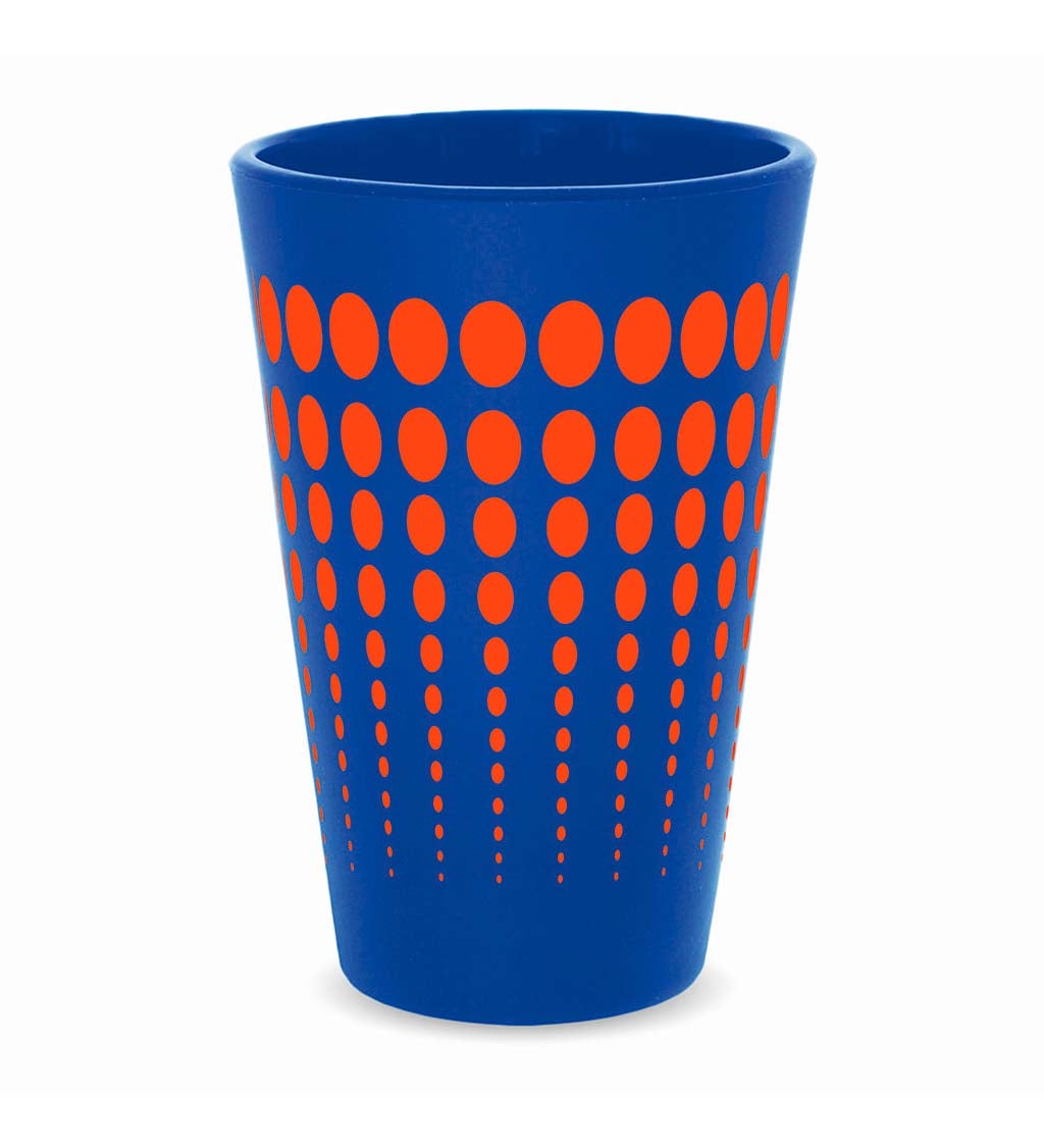 Cypress Home Blue with Orange Dots Unbreakable Silicone Pint Glass, 16 ounces