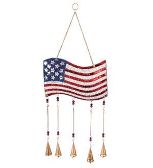 27"W American Flag Beaded Wind Chime