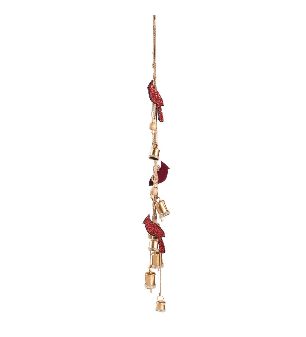 Beaded and Metal Cardinal and Bell Wind Chime