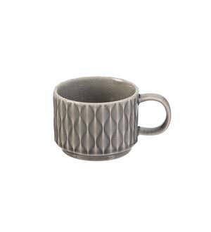 Serenity Ceramic Debossed Coffee Cups, Set of 2