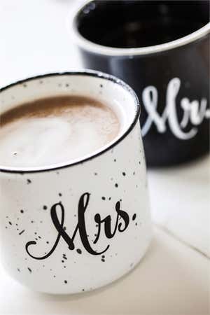 Mr. and Mrs. Ceramic Coffee Cups, Set of 2