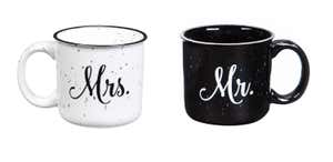Mr. and Mrs. Ceramic Coffee Cups, Set of 2