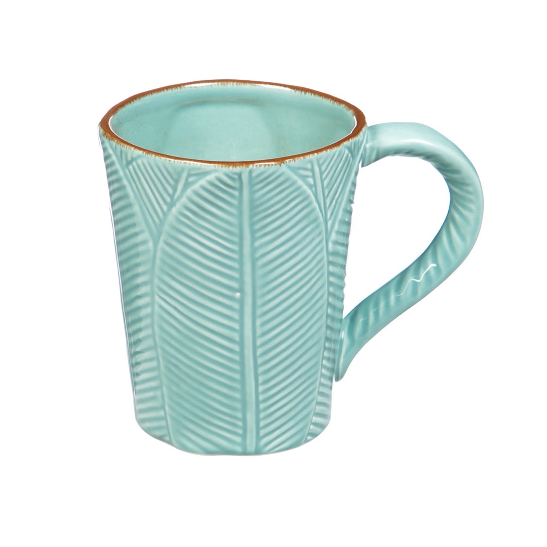 Ceramic Leaf Cup, 12 OZ, Blue