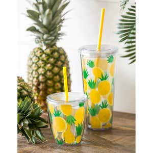 Pineapple Acrylic Tumblers with Matching Straw Set