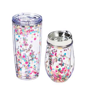 Glitter Acrylic Travel Cup with Lid Gift Set