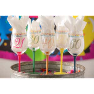 Color Changing Wine Glass, 12 Oz, Birthday Confetti 21st