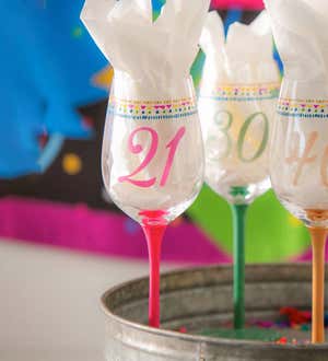 Color Changing Wine Glass, 12 Oz, Birthday Confetti 21st