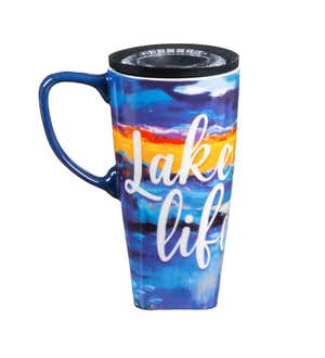 Ceramic FLOMO 360 Travel Cup, 17 oz, Lake Life