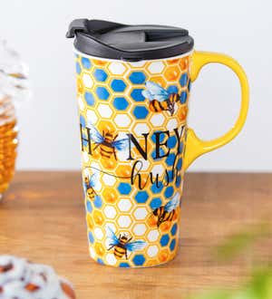 Ceramic Travel Cup, 17 oz, w/box, Honey Hush