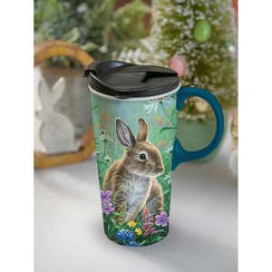 Spring Bunny Ceramic Travel Cup