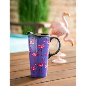 Flamingos Ceramic Travel Cup